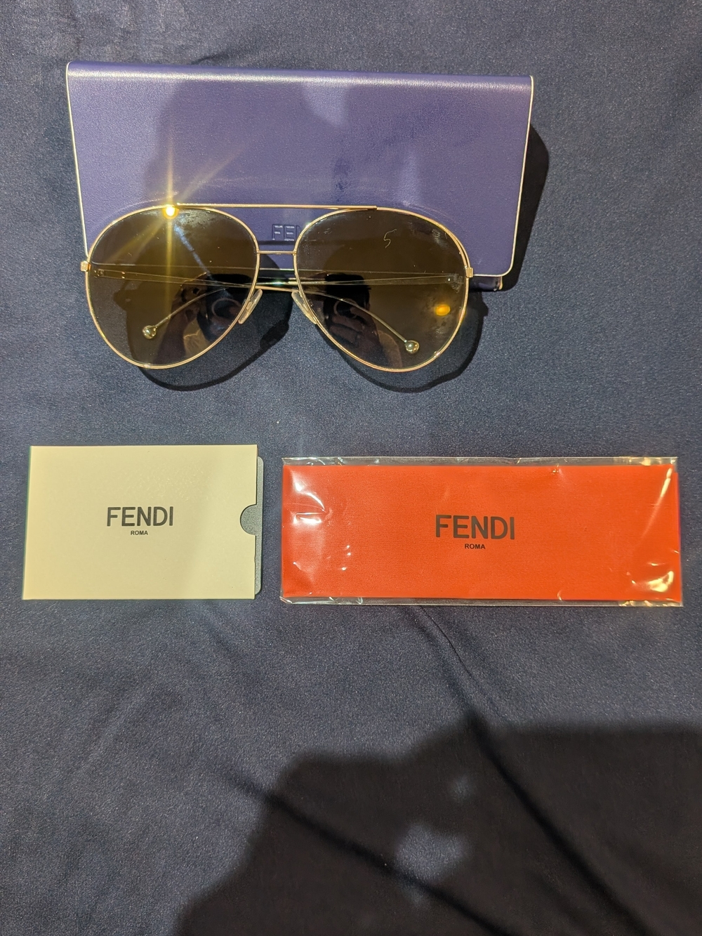 Fendi Gold Aviator Sunglasses with Brown Gradient Lenses